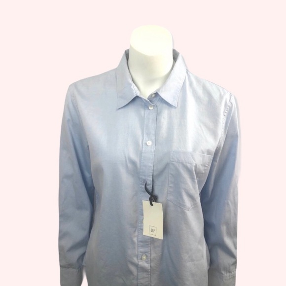 Gap Boyfriend fitted Oxford Blue Button Down Shirt - Picture 3 of 15